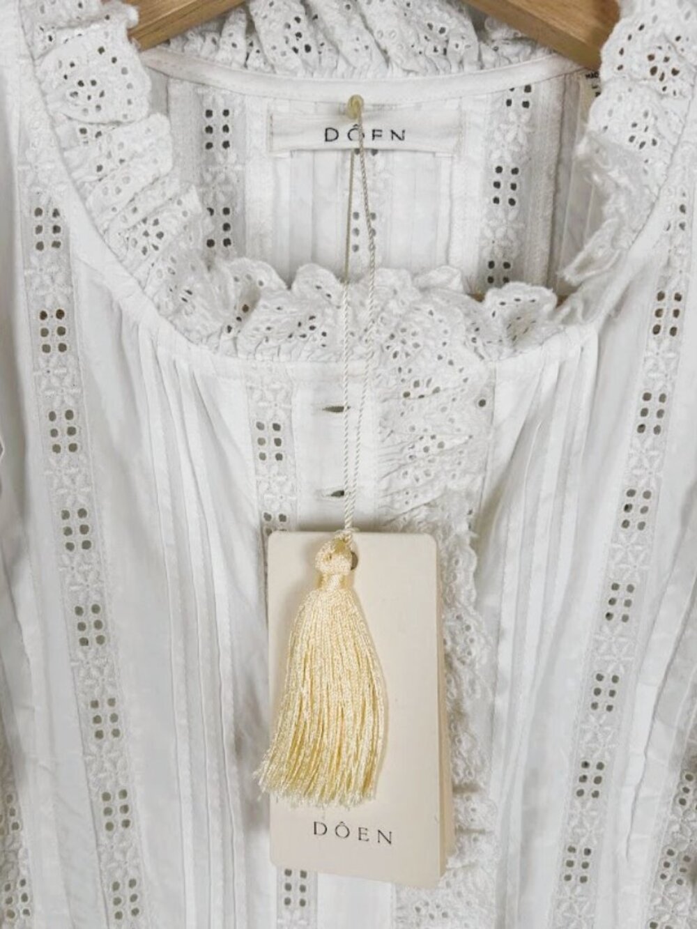 *Sold*NWT DOEN Darby Dress in Powder | Size XL | Vintage-Inspired Eyelet - Picture 8 of 13